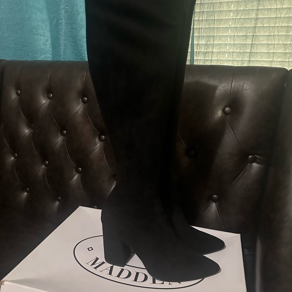 Steve Madden Sleek Black Knee-High Boots